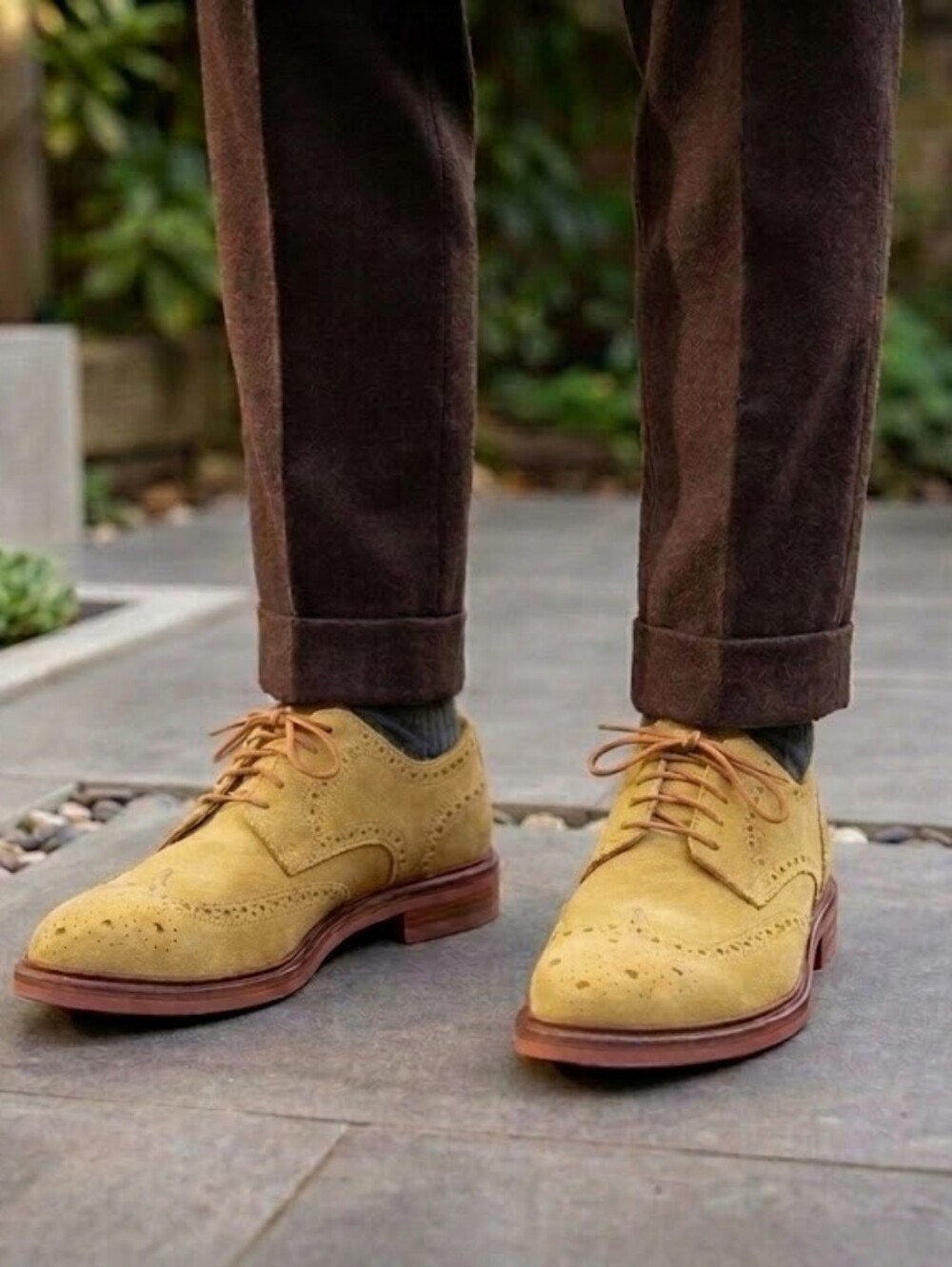 NICOLA BENSON Mens Suede Wingtip Derby Brogue Shoes Designer Italy Eur 41 US8